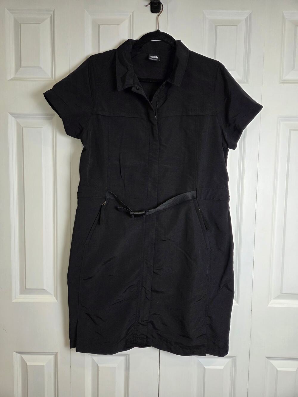 Northface Water Repellent Classic Shirt Dress Large Black Buckle Belt